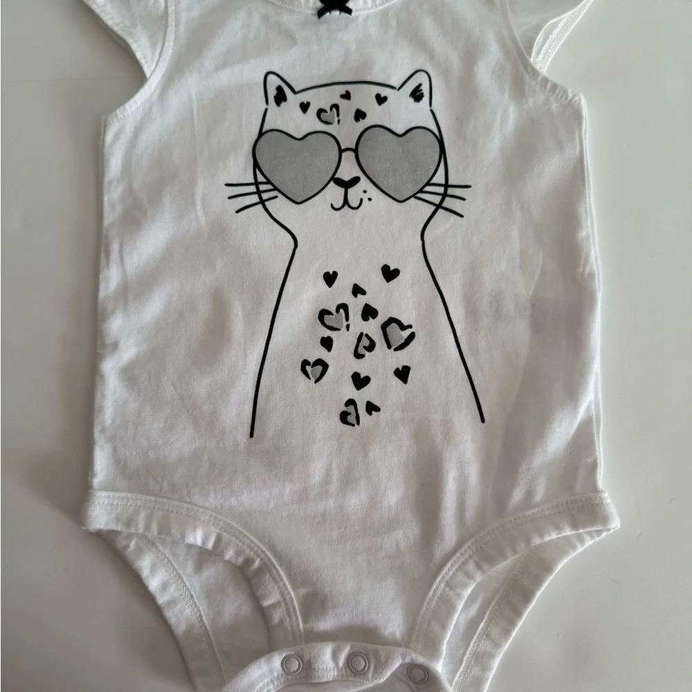Carters White and Black Cat with Shades One Piece